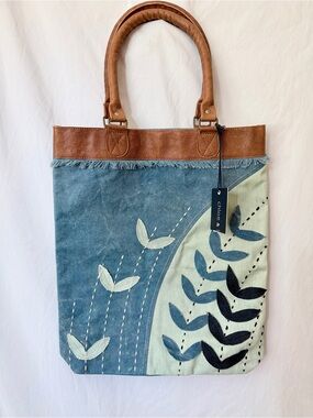 Chloe & Lex Denim Coastal Canvas Tote Bag Made in India
